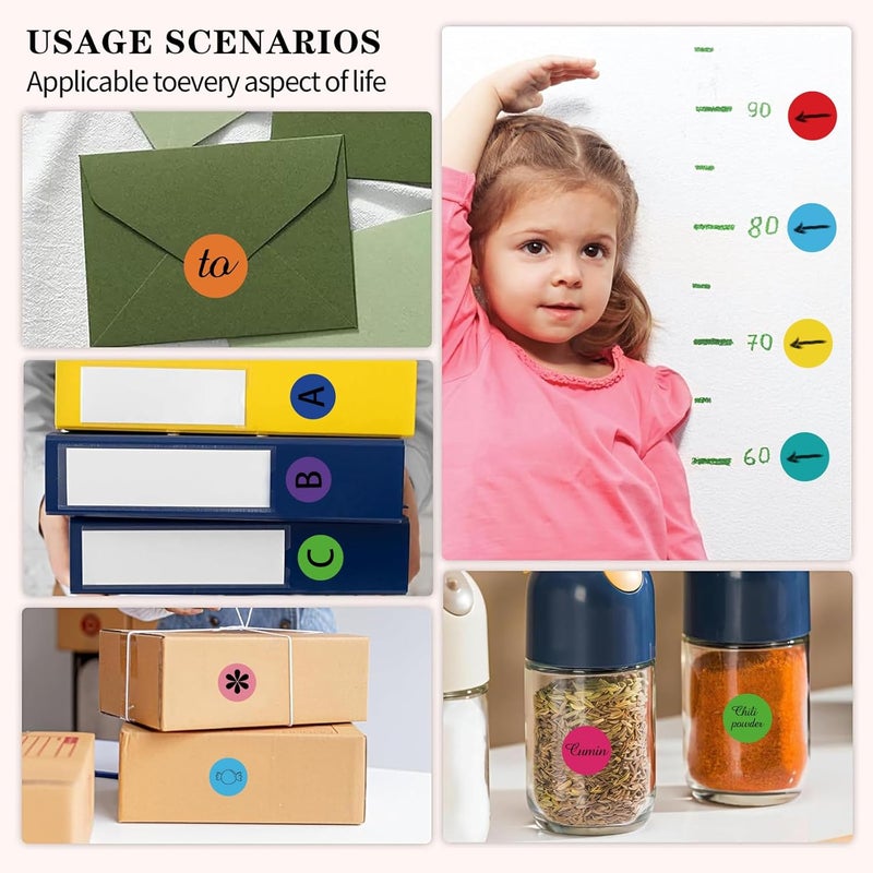 Aurtho 2000 Pcs 3/4" Garage Sale Price Stickers Sheets, 10 Color Yard Sale Price Stickers, Round Color Coding Labels, Circle Dot Sticker for Home Decorative,Office, Classroom, Papers Etc - Image 3